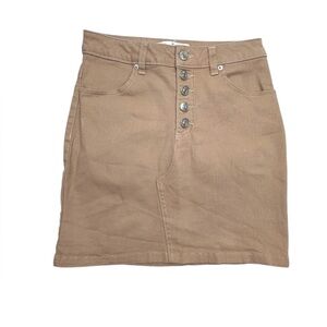 Love Tree women’s‎ Tan Button-Front Mini Skirt size small button fly (D-43)